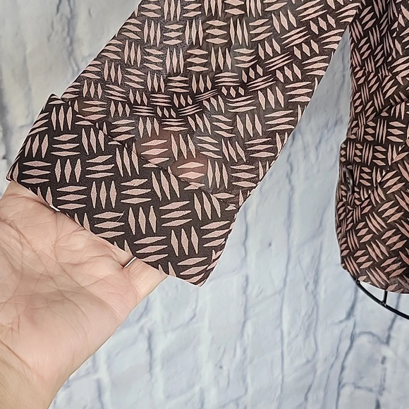 CYNTHIA HOWIE Silk Lightweight Abstract Brown‎ and Tan Short Jacket Size 10 - Picture 4 of 8